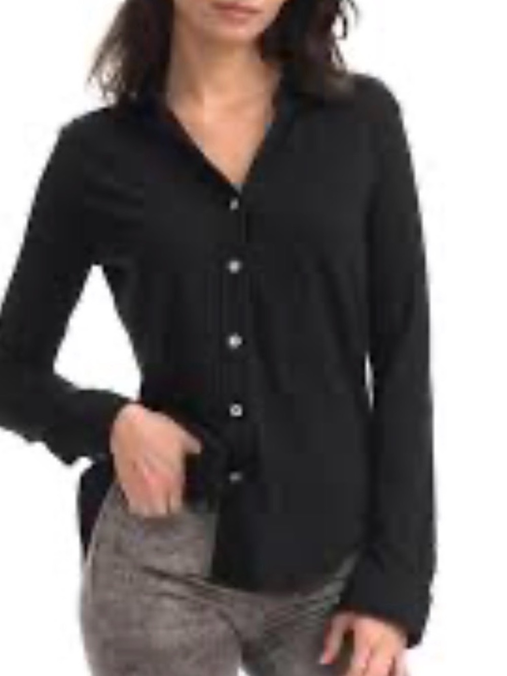 CHRLDR CHRLDR Amrat Jersey Blouse in washed black. sz Small